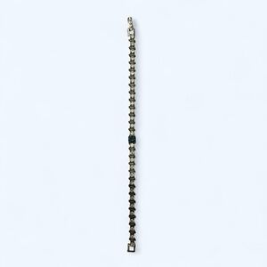 Elegant Silver tone vintage rhinestone bracelet with blue center rhinestone